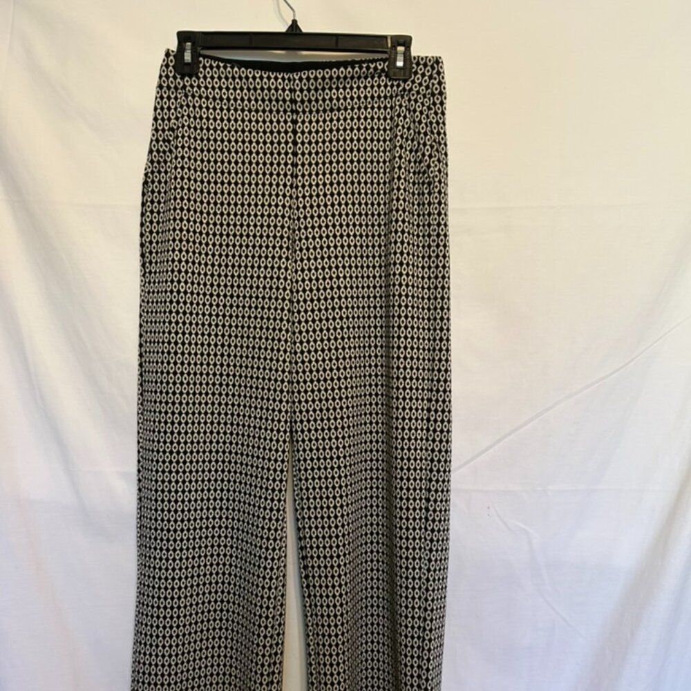 Max Studio London Pintuck Wide Leg Trousers Pants Full Length Pull On ~ Size S